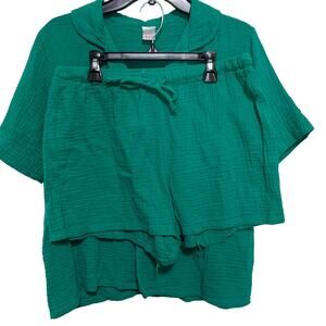 Pink Elephant Slubbed Cotton Pijama Set L